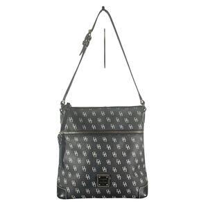 Dooney & Bourke Black Coated Canvas Shoulder Bag Logo Print Classic